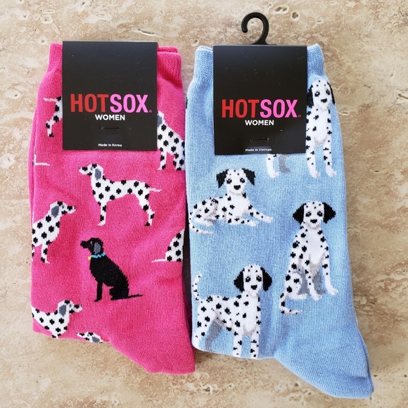HOT SOX WOMEN'S CREW SOCK DALMATIAN MOTIF:NWT TWO-PAIR SET - Picture 1 of 6